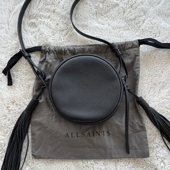 All Saints Black Crossbody Bag with Tassel Detail - Picture 7 of 7